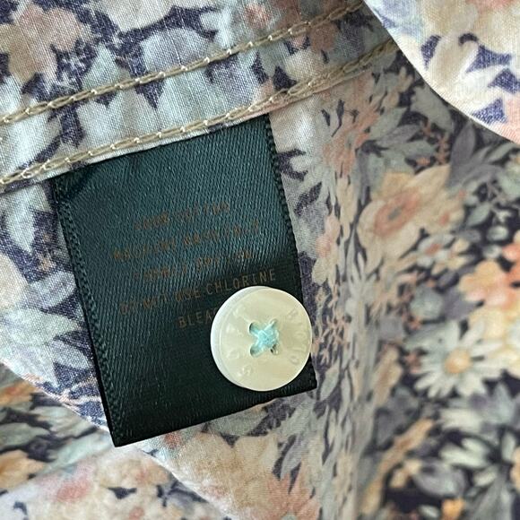 SOFT CLOTH Modern Fit Floral Short Sleeve Button-Up Shirt Gardenia Print Size M - Picture 5 of 6